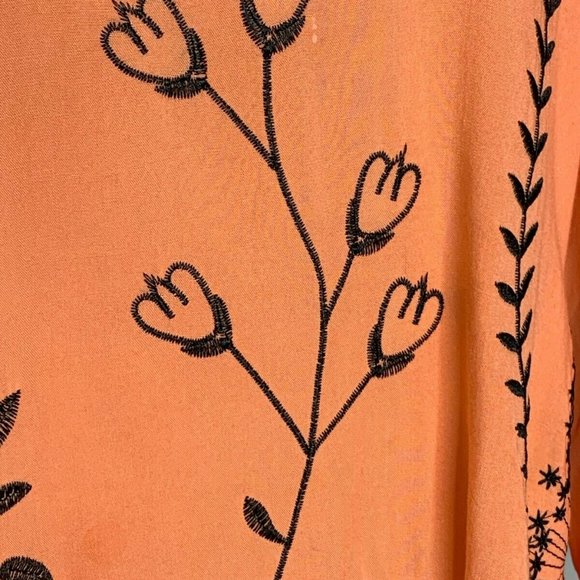 Misslook Women's‎ Top Blouse Shirt Orange Flower Embroidered Boho Tunic Size M - Picture 5 of 8
